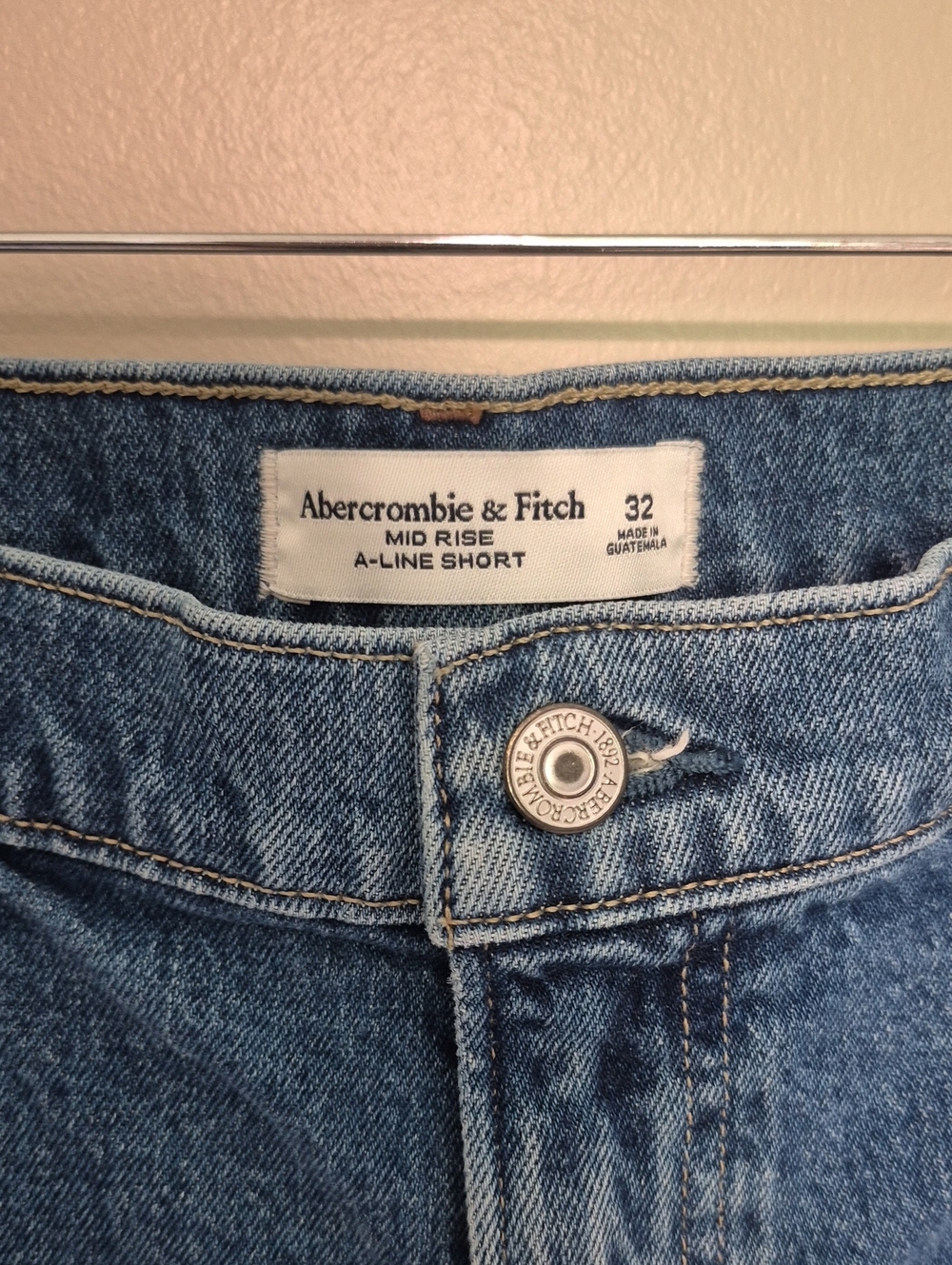 Abercrombie & Fitch Blue Denim Shorts with Floral Embroidery - Picture 3 of 4